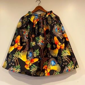 Gorgeous elegant long skirt. Owl art, jewelry and floral design.Black underliner